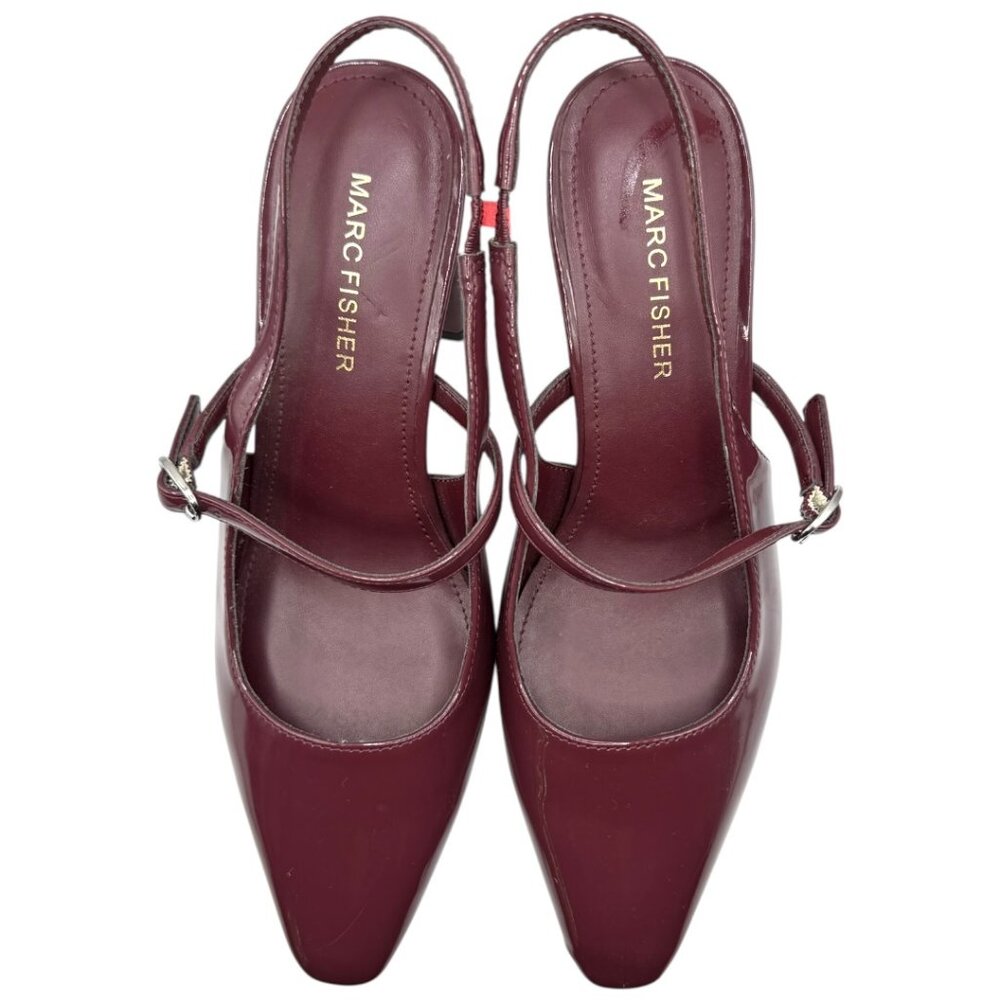Marc Fisher Dark Red Patent Leather Lanai Slingback Pump 6.5M - Picture 7 of 7